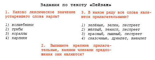 Упражнение упражнение "Морфологические признаки прилагательных"